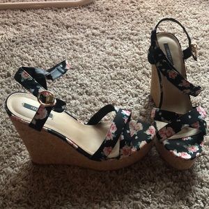 Floral Print Wedges
